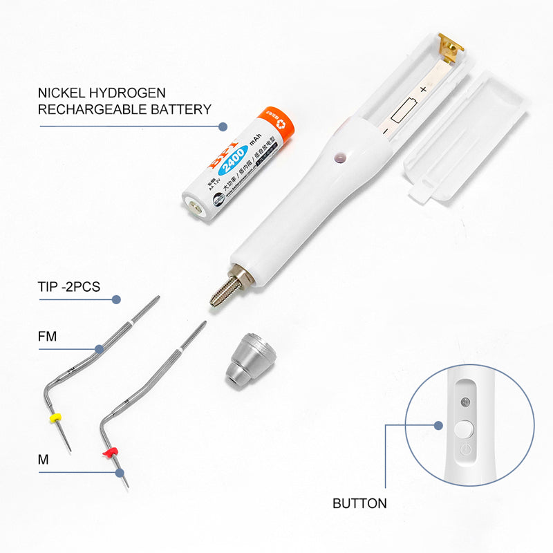 Dental Gutta Percha Obturation System Endo Heated Pen With 2 Tips Hot Melt Filling