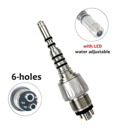 2-hole 4-hole 6-hole dental quick connector with LED connector for fiber optic high-speed handpieces