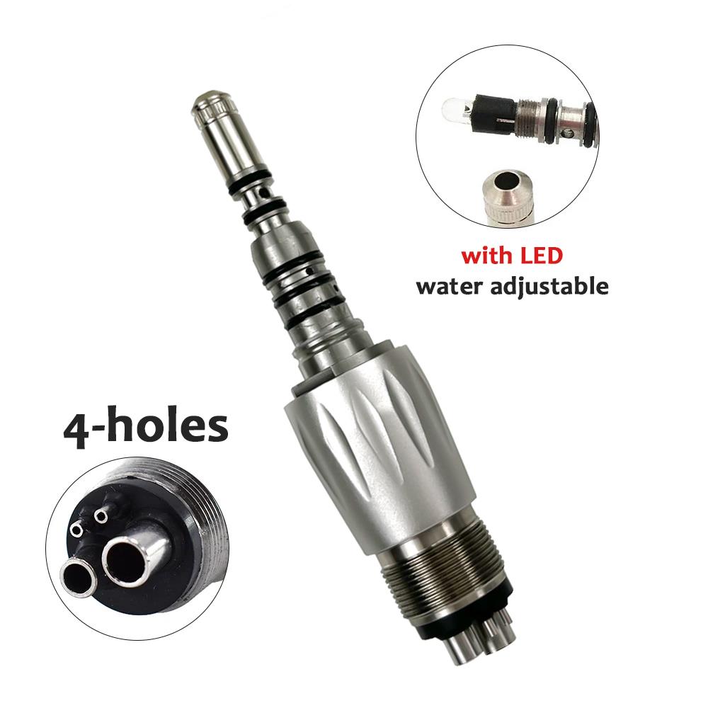 2-hole 4-hole 6-hole dental quick connector with LED connector for fiber optic high-speed handpieces