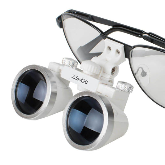 Dental Surgical Medical Binocular Loupes 2.5X 420mm Optical Glass Loupe with Metal Frame