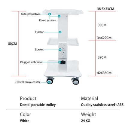 Medical Trolley Dental Cart With Socket For Clinic Stainless Steel Dental Equipment