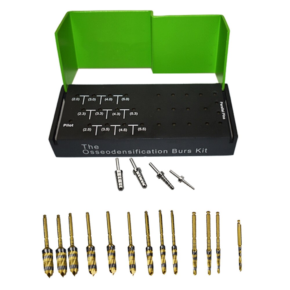 17 Pcs/set Dental Osseodensification Bur Drills Implant Green Kit