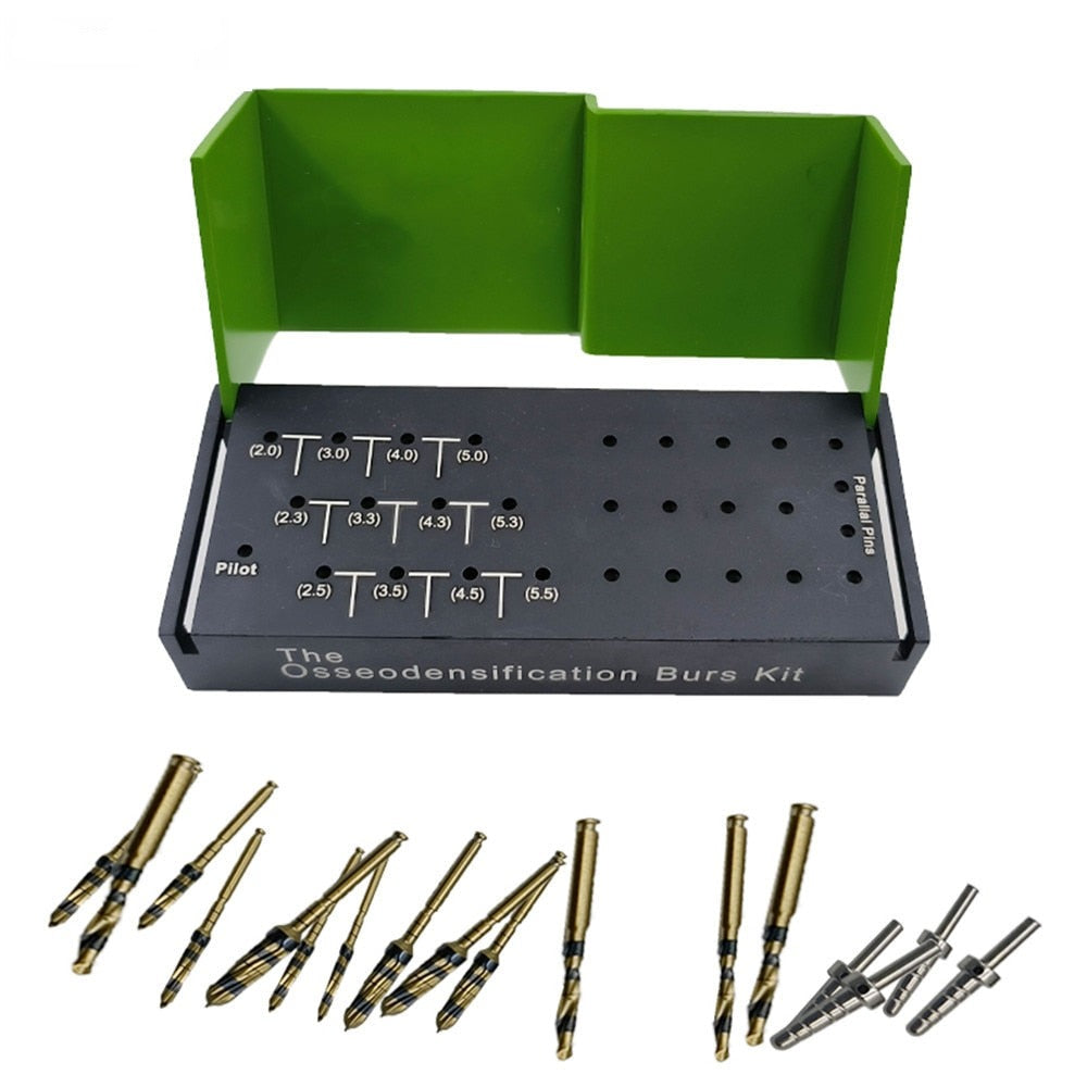 17 Pcs/set Dental Osseodensification Bur Drills Implant Green Kit