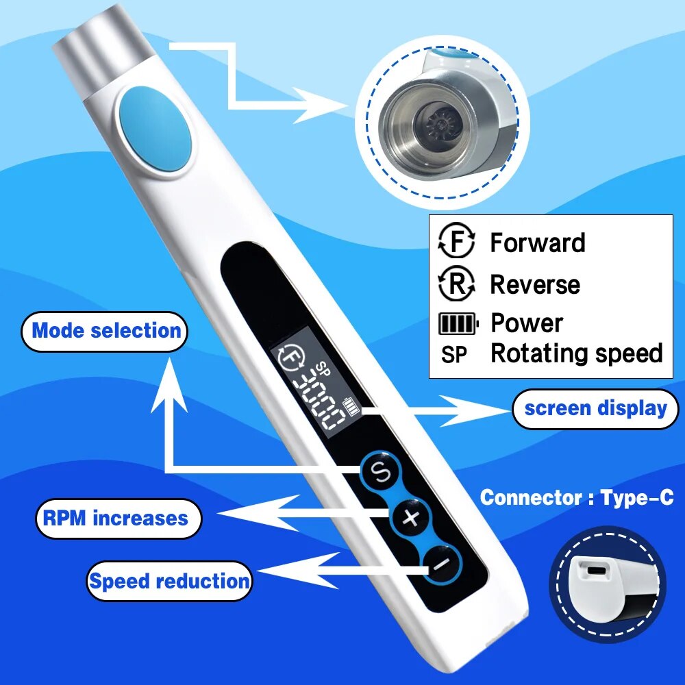 Wireless Dental IPR System with Electric Orthodontic Motor and Type-C Charging Port for Dental Practices