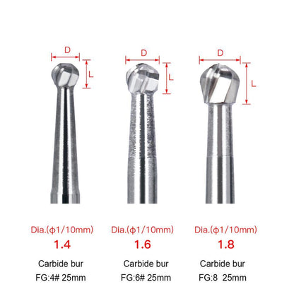 6pcs/Pack 25mm FGXL4 /6 /8 Dental Drills Surgical  Finishing Burs  High Speed Tungsten Carbide Burs