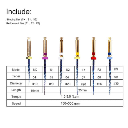 6pcs/Pack 25mm SX Dental Files Root Canal Use Rotary Heat Activated  Endodontic