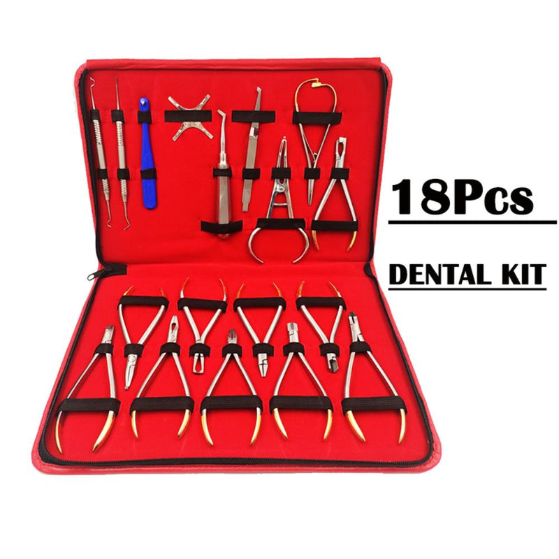 18Pcs/set Dentist Orthodontic Tools Set Orthodontic Pliers Forming Pliers Stainless Steel
