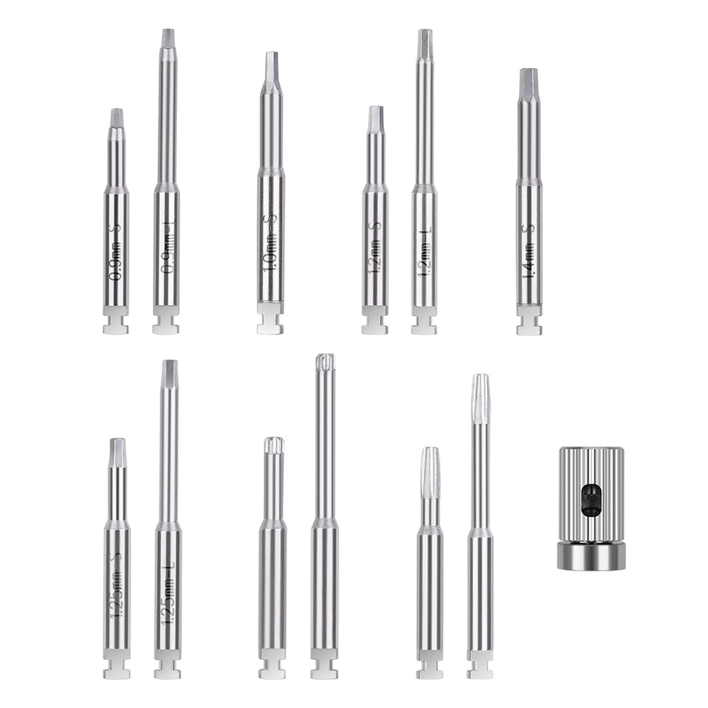 12st Dental Lab Implant Schroevendraaier Lang Kort met Base