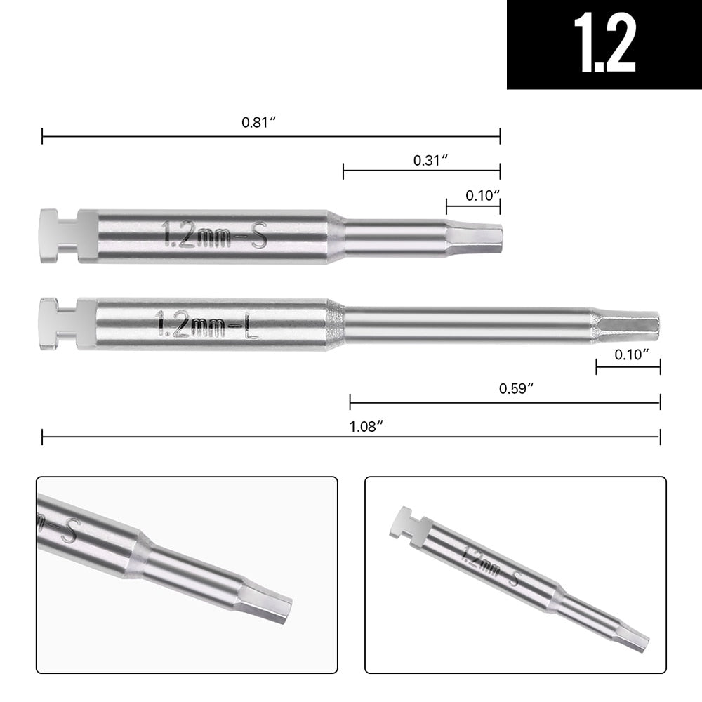 12pcs Dental Lab Implant Screwdriver Long Short with Base