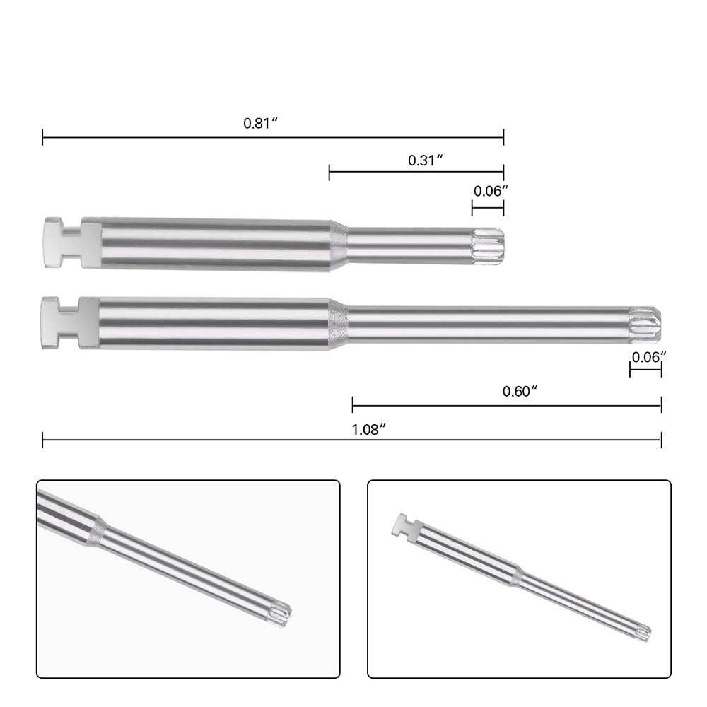 12st Dental Lab Implant Schroevendraaier Lang Kort met Base