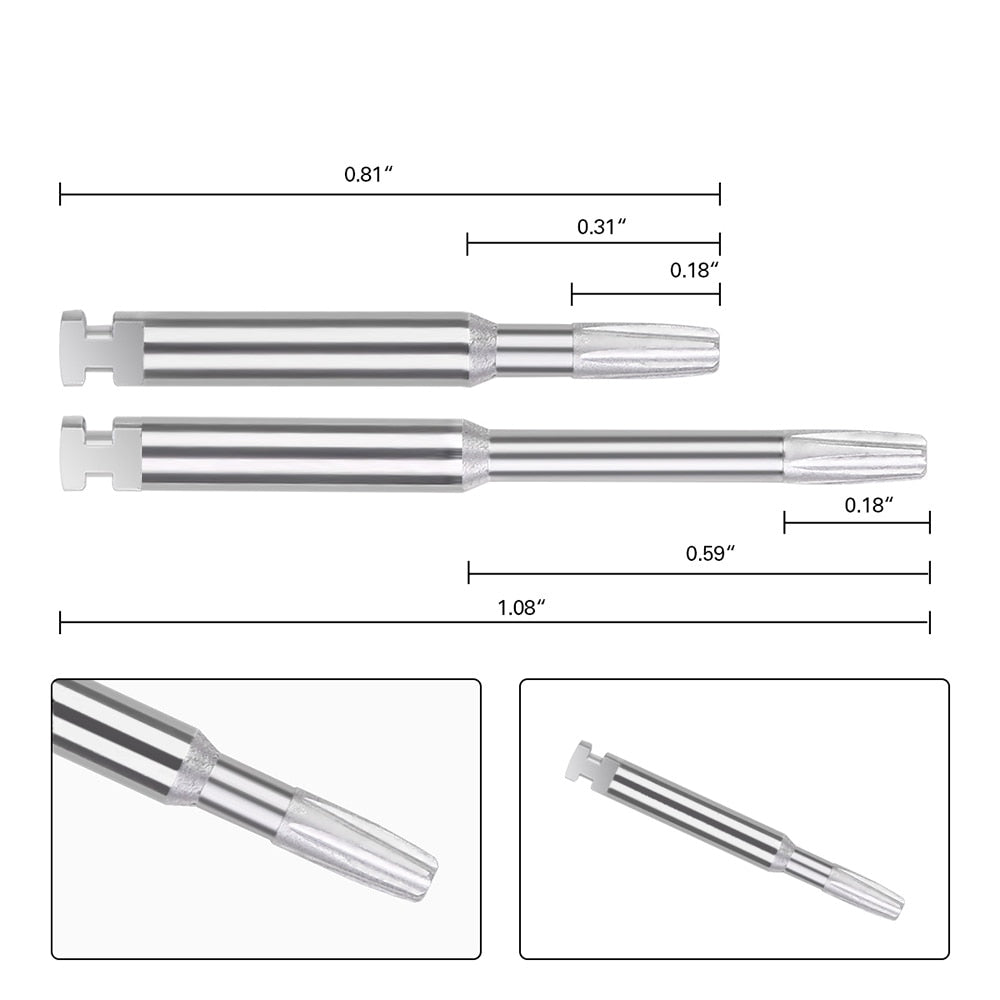 12st Dental Lab Implant Schroevendraaier Lang Kort met Base