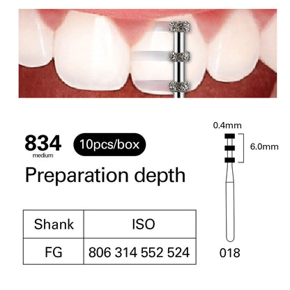 Marca de profundidad de grano medio Dental Diamond Burs para pieza de mano de alta velocidad