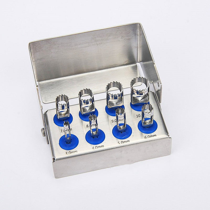 Kit de brocas de trépano para implantes dentales de 8 piezas